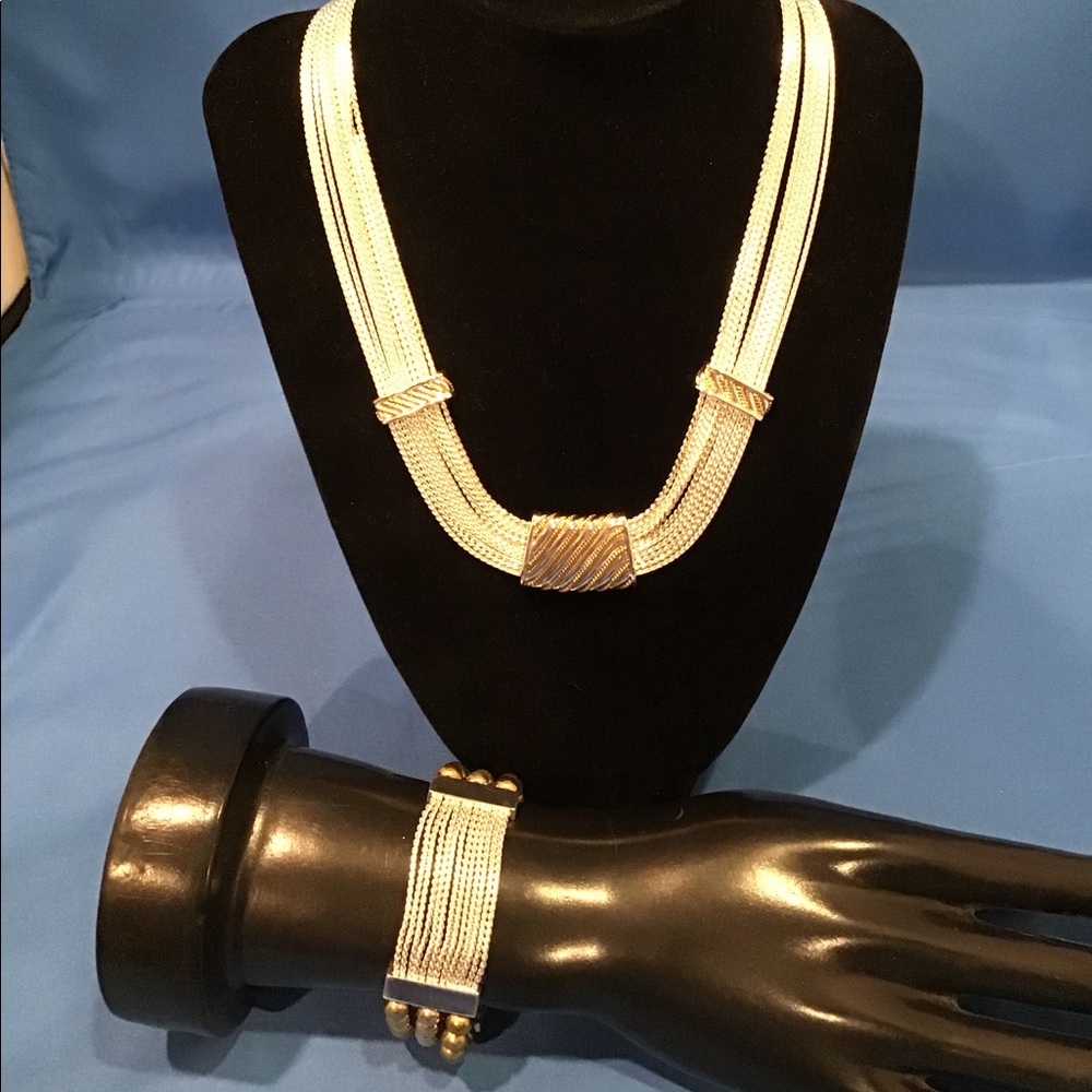 2 pc. Necklace & bracelet, multi-strand,  EUC